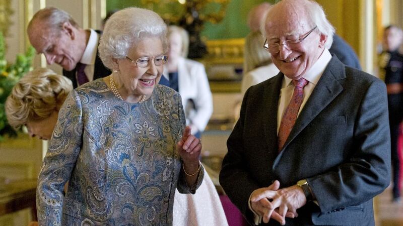 Queen Elizabeth with President Michael D Higgins 