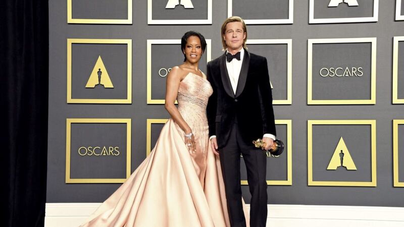 Regina King and Brad Pitt at the 2020 Oscars 