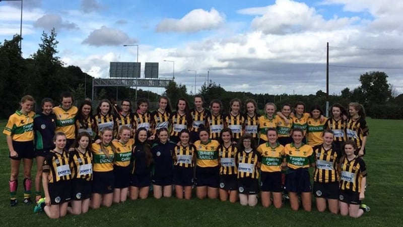 The Ballycastle Camogie Club under-16 team in their jerseys on Sunday before the kit was stolen 