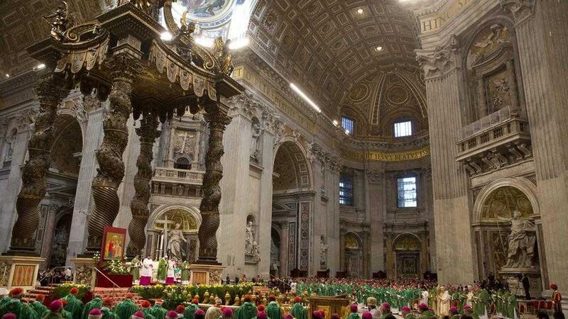 File picture of Pope Francis celebrating mass in St Peter&#39;s Basilica. Two Irish seminarians served the Pope at the Easter Vigil last weekend. Picture by Alessandra Tarantino, Associated Press 