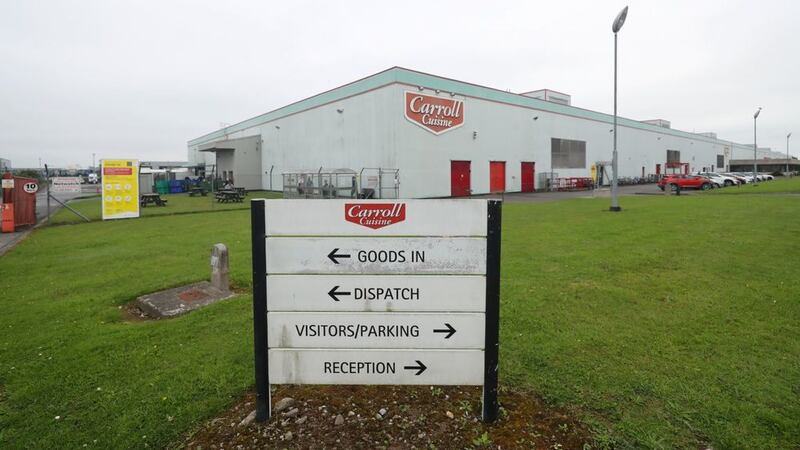 &nbsp;<span style="background-color: rgb(249, 249, 249); color: rgb(76, 74, 80); font-family: &quot;Open Sans&quot;, sans-serif; ">Carroll's Cuisine meat plant in Tullamore, Co Offaly, where nine people have tested positive for Covid-19.</span>