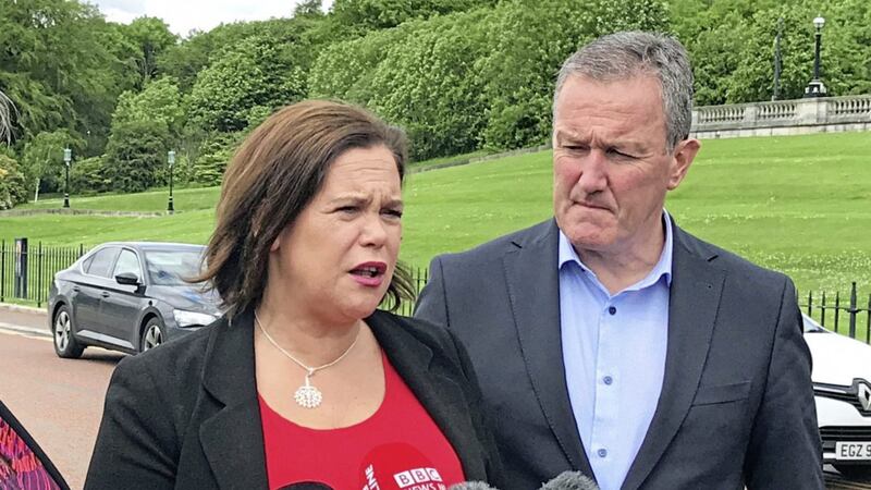 Sinn F&eacute;in leader Mary Lou McDonald pictured last year with party MLA and Stormont finance minister Conor Murphy. Picture by Rebecca Black/PA 