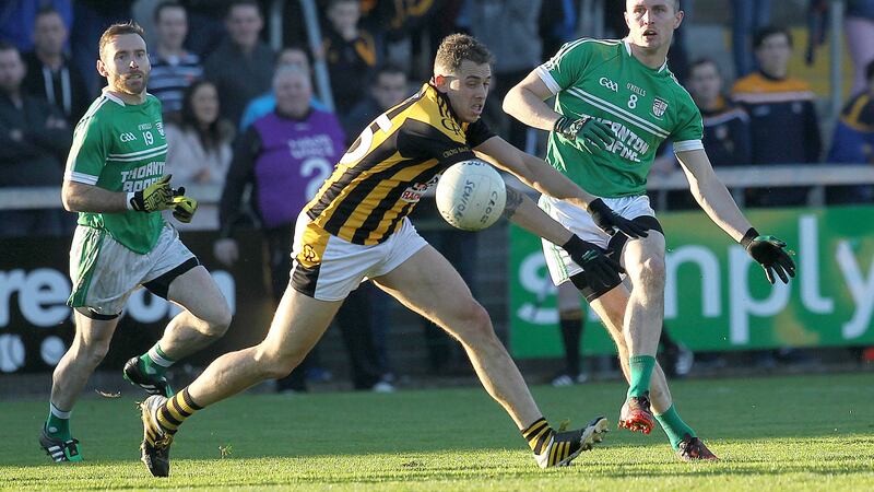 Cargin's Michael McCann in action against Crossmaglen in last Sunday's Ulster Club SFC tie.<br />Picture by Philip Walsh &nbsp;&nbsp;