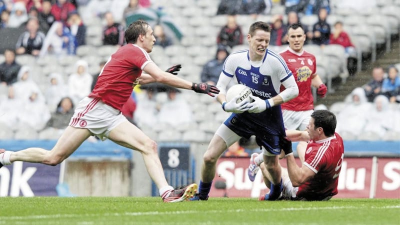 More than six years on from Sean Cavanagh&#39;s famous drag down on Conor McManus in the 2013 All-Ireland SFC quarter-final, and despite the introduction of the black card, cynicism continues to pay in Gaelic football. Picture by Philip Walsh 