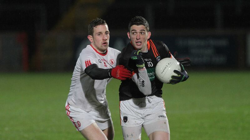 Rory Grugan in action for Armagh against Tyrone during the National League &nbsp;