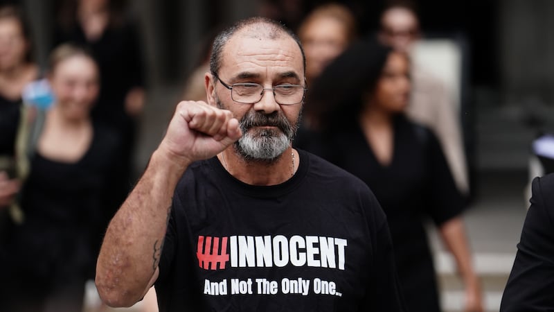 Andrew Malkinson, who served 17 years in prison for a rape he did not commit, outside the Royal Courts of Justice in London, after being cleared by the Court of Appeal (Jordan Pettitt/PA)