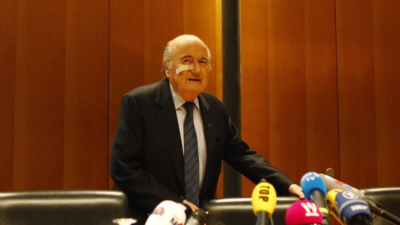 Suspended Fifa president Sepp Blatter arrives for a press conference in Zurich on Monday after he was banned for eight years from all football related activities<br />Picture by AP&nbsp;