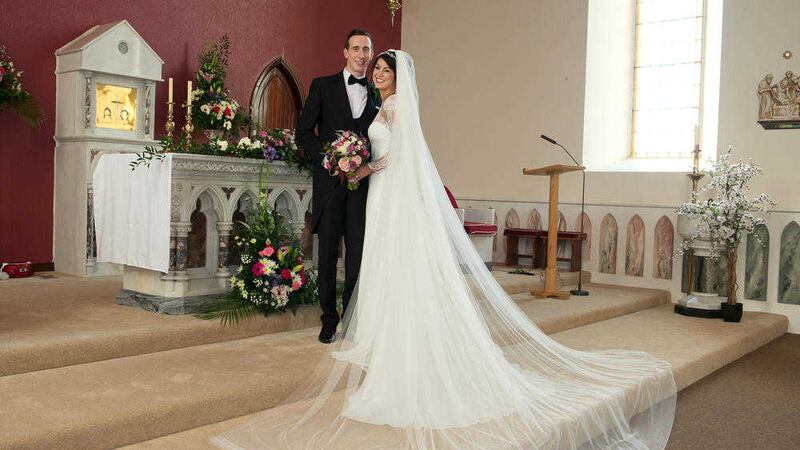 Newlyweds Tyrone GAA footballer Colm Cavanagh and Levina Casey. Picture by CMCA Images 