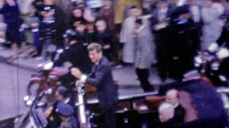 A still from footage of President John F Kennedy&#39;s 1963 visit to New Ross  