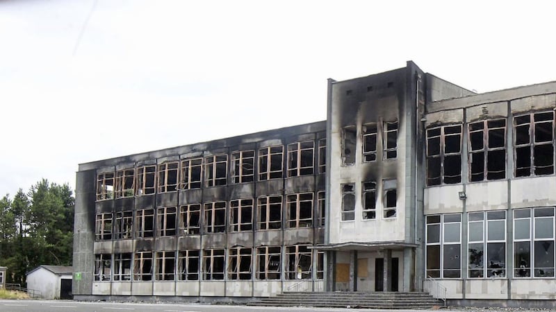 The former Foyle College building destroyed by fire in Derry on Saturday morning. Picture by Margaret McLaughlin 