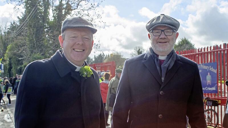 Dr Richard Clarke, pictured right at last year&#39;s St Patrick&#39;s Day parade in Armagh, has retired as the Church of Ireland&#39;s Archbishop of Armagh. He built a firm friendship with his Catholic counterpart Dr Eamon Martin, pictured left. Picture by LiamMcArdle.com 
