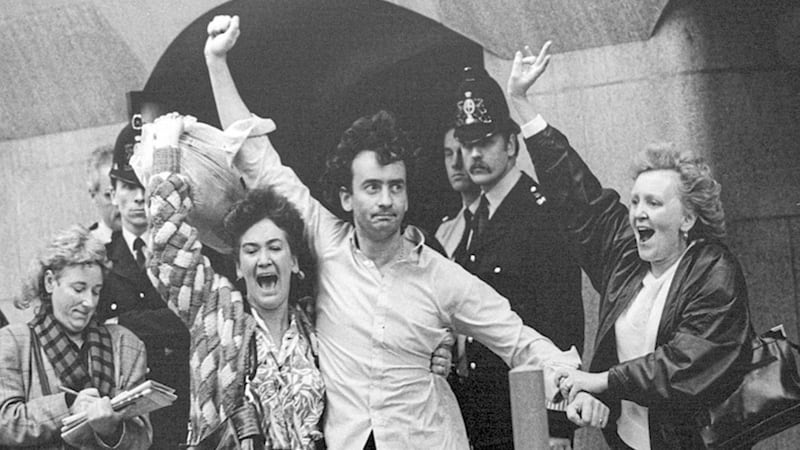 An image captured in October 1989 of Gerry Conlon as he emerges from the Old Bailey. Picture by Hugh Russell 