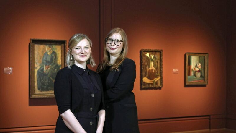L-R: Katherine Dunleavy, National Partnership Coordinator at The Courtauld and Anna Liesching, Curator of Art at National Museums NI, at Bloomsbury: A Collective which recently opened at the Ulster Museum 