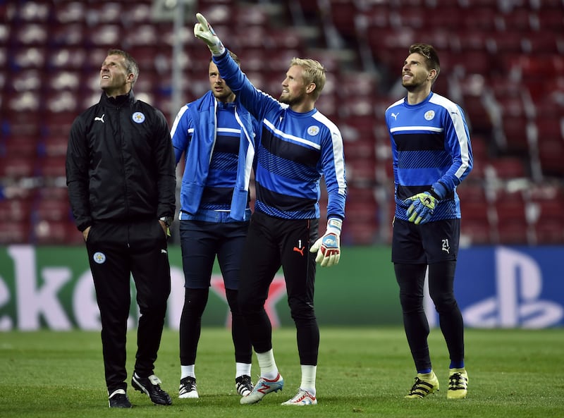 Leicester City's goalkeeper Kasper Schmeichel during Tuesday's training session<br />Picture by AP