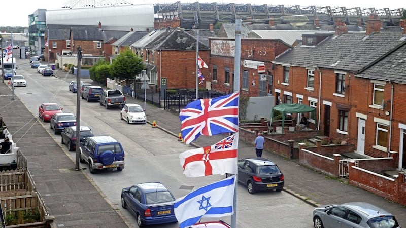 An Israeli flag flies close to Windsor Park in Belfast. Picture by Mal McCann. 