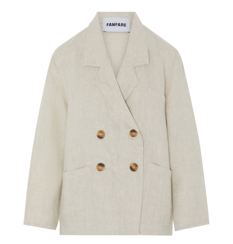 Fanfare Ethically Made Beige Linen Suit Jacket