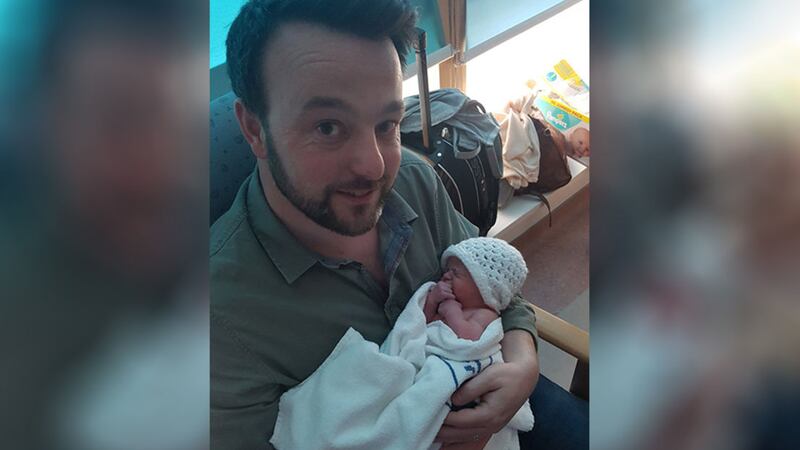&nbsp;SDLP leader Colum Eastwood with his newborn daughter Maya Olive. Picture from @columeastwood on Twitter