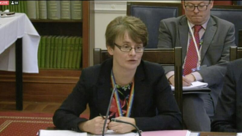 Screengrab from video from the Assembly of Julie Thompson, an official from the Department for Infrastructure, who said the faults which forced the near-closure of all Northern Ireland&#39;s MOT centres had come out of the blue. Picture by PA Photo 
