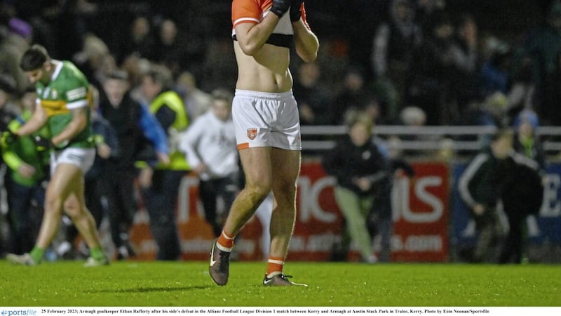 Armagh goalkeeper Ethan Rafferty disappointed after losing to Kerry in Tralee last weekend 