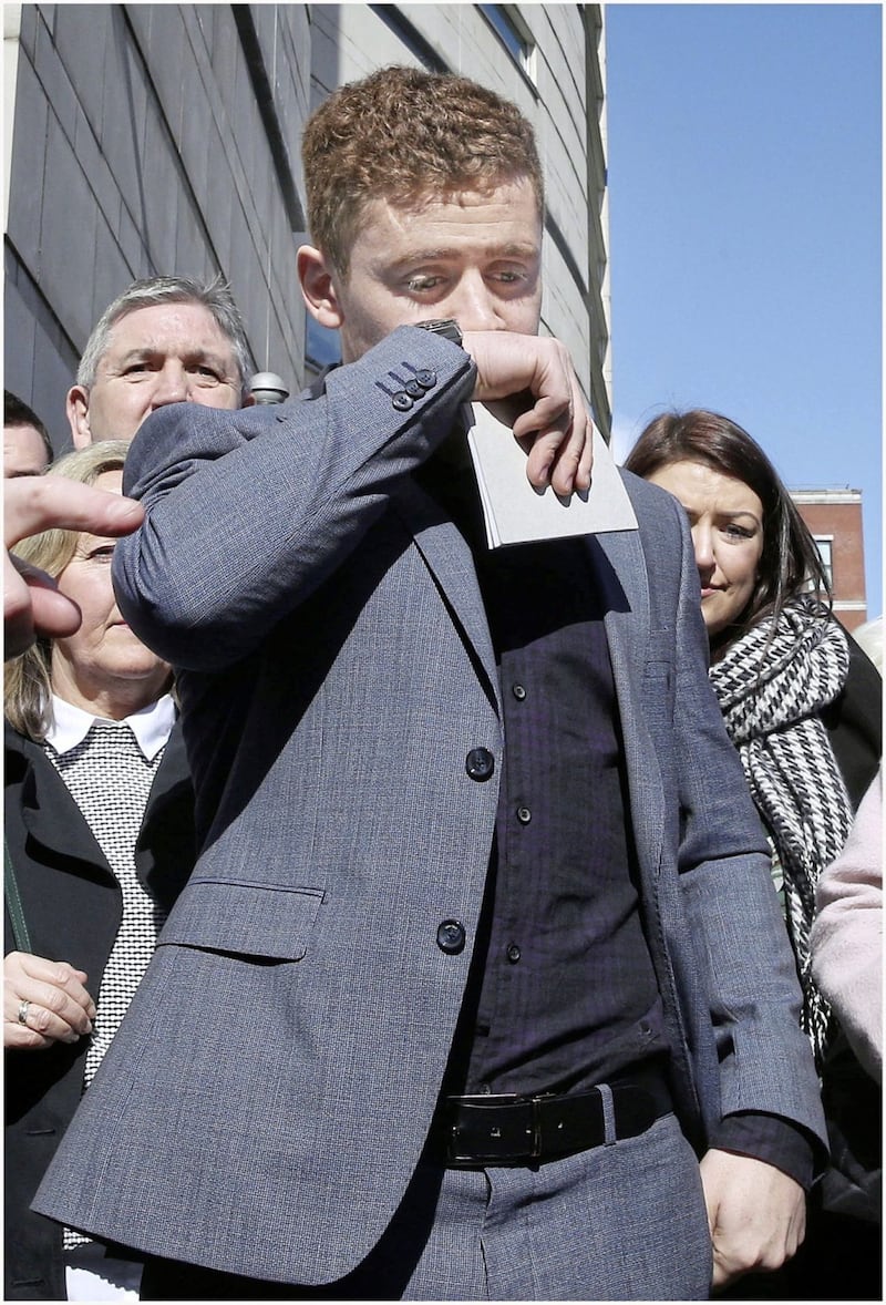Paddy Jackson outside court yesterday Picture by Hugh Russell. 