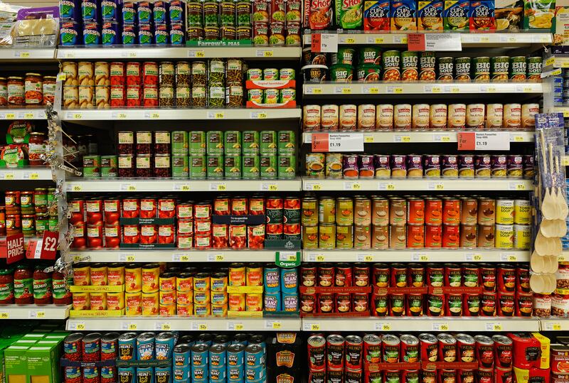 Tinned food aisle at the supermarket