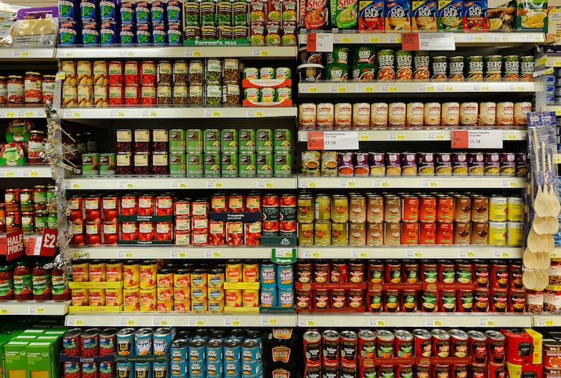 Tinned food aisle at the supermarket
