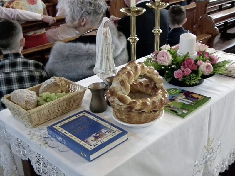 Among the gifts brought to the altar was a basket baked from bread 