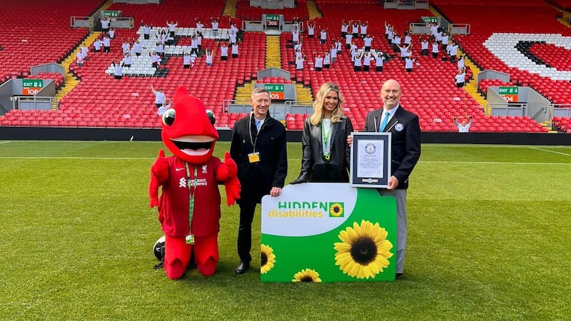 The Guinness World Record was broken by the Hidden Disabilities Sunflower campaign at Anfield.