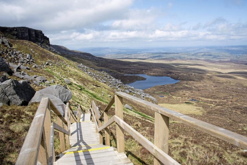The boardwalk at Cuilcagh mountain 