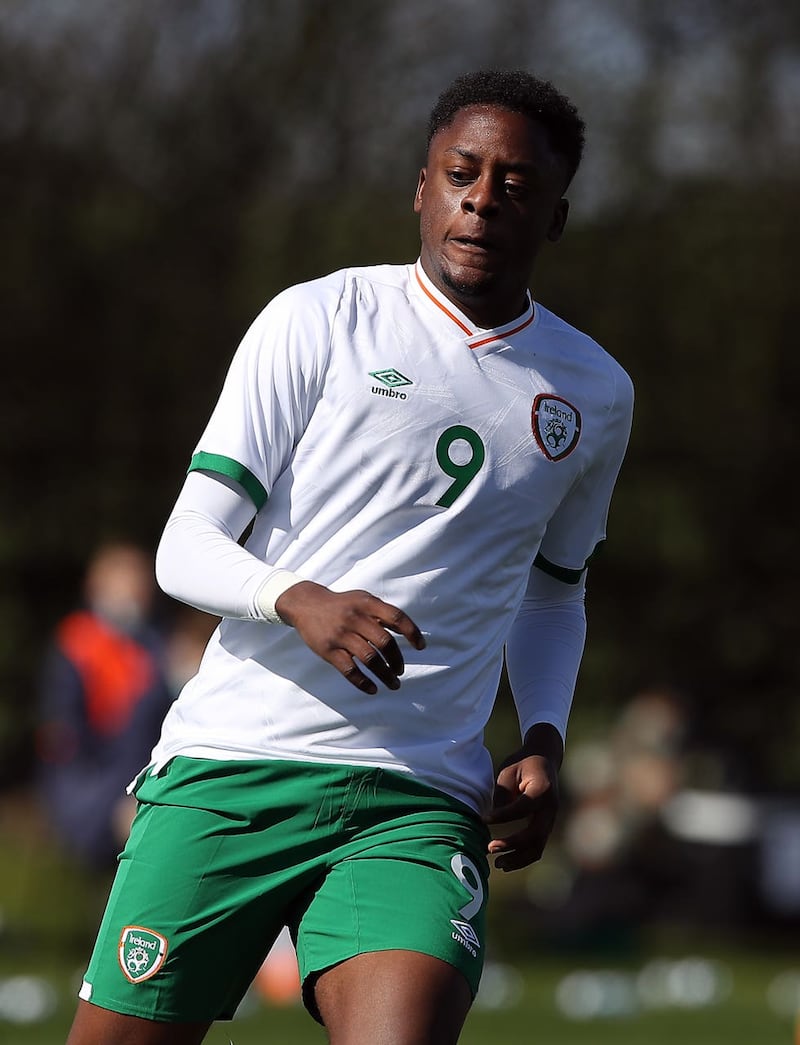 Jonathan Afolabi in action for the Republic of Ireland Under-21