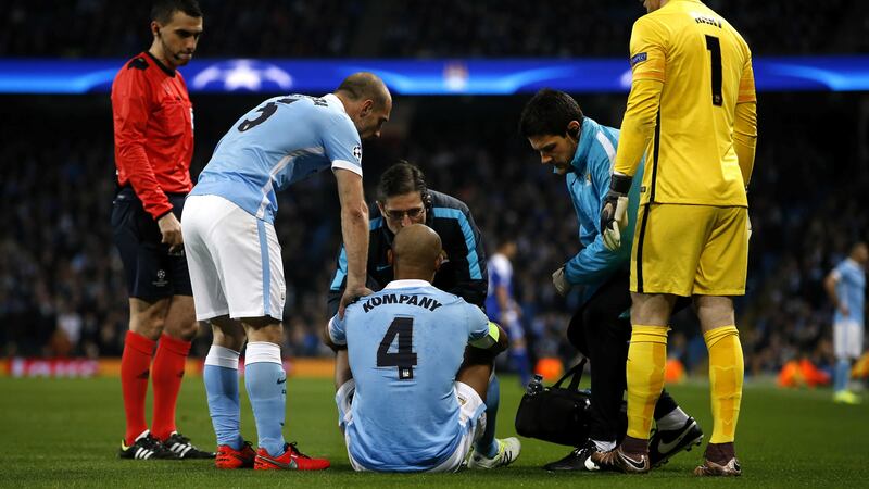 The Manchester City captain is still recovering from a calf injury he picked up last month&nbsp;<br />Picture by AP
