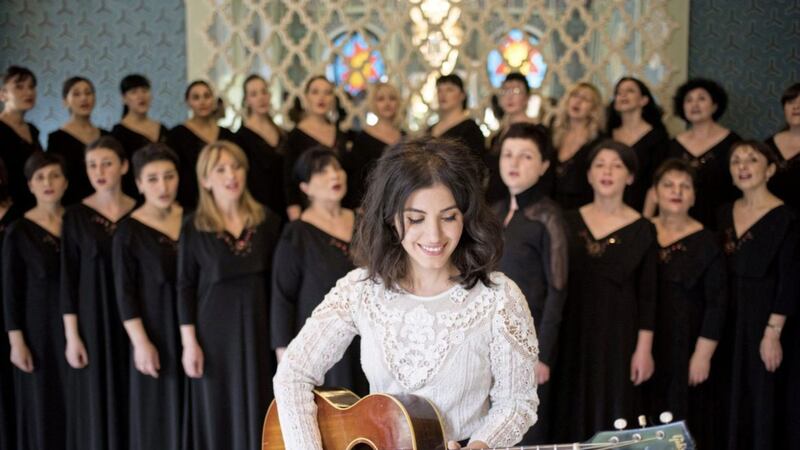 Katie Melua and the Gori Operatic Choir, who feature on her new album and will be touring her on tour 