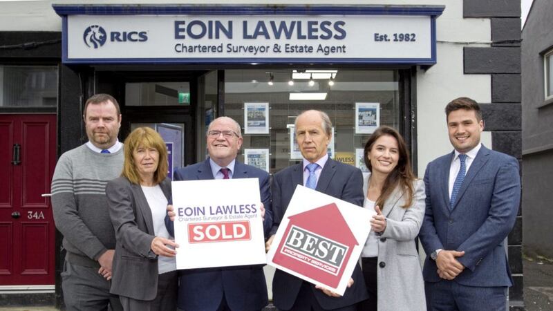 Announcing the acquisition are Tim and Christine O&rsquo;Brien and Eoin Lawless of Eoin Lawless Estate Agents with Garry Best, Kyle and Olivia Best from Best Property Services 