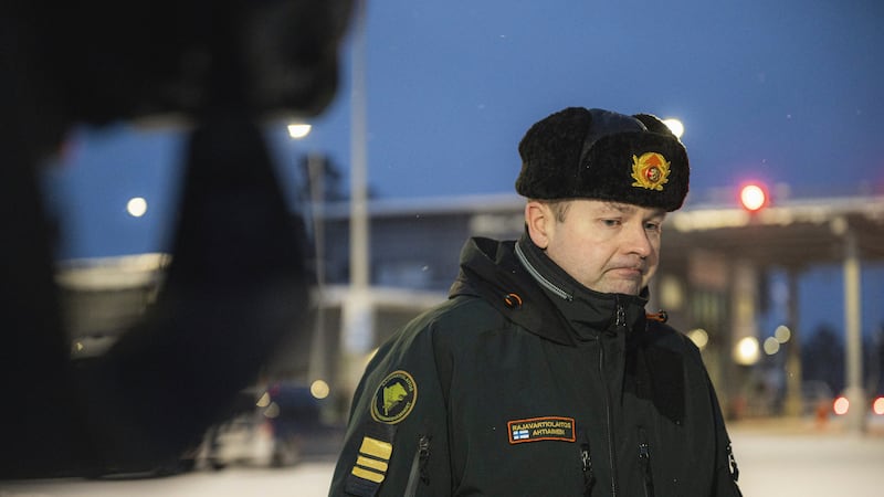 Deputy Commander of the Lapland Border Guard, lieutenant colonel Ville Ahtiainen at the Raja-Jooseppi international border crossing station (Otto Ponto/Lehtikuva via AP)