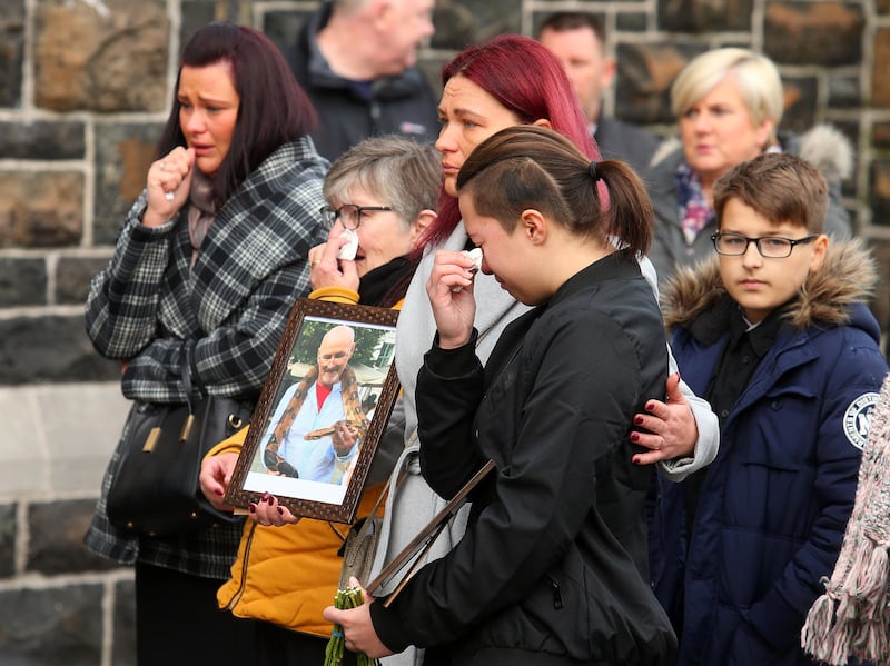 Emotional scenes at the funeral of polish identical twins Waldemar and Krzysztop Kropidlowski (62) who died within hours of each other after getting a cancer diagnosis on same day. Picture Mal McCann&nbsp;