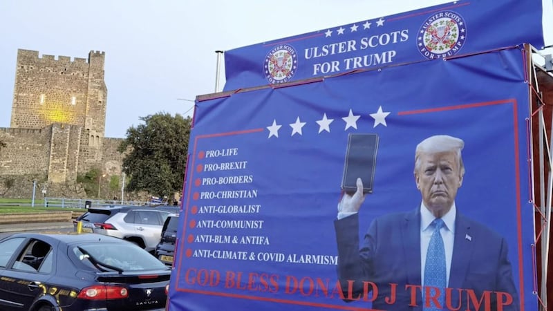 Jolene Bunting tweeted a picture of the &#39;Ulster-Scots for Trump&#39; trailer in Carrickfergus 