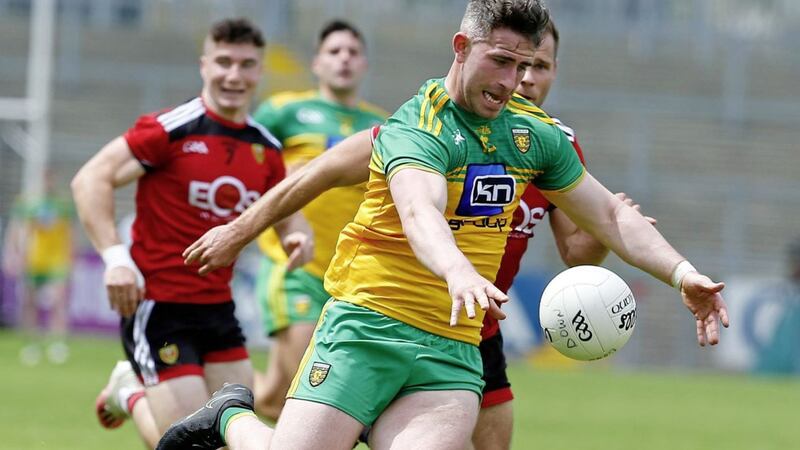 Patrick McBrearty&#39;s wide positioning proved devastating for Down in Donegal&#39;s Ulster SFC prelimary round win in Pairc Esler Picture: Philip Walsh. 