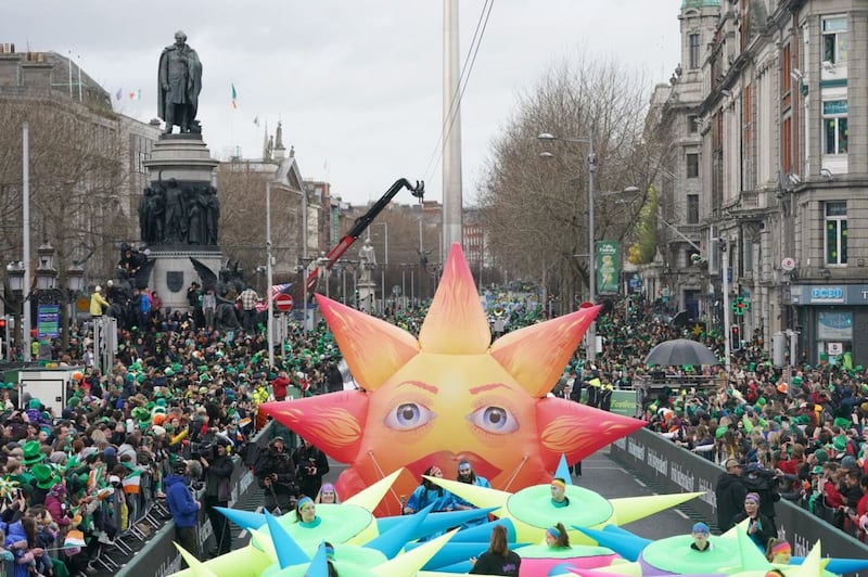 Performers taking part in Dublin's St Patrick’s Day Parade. PICTURE: BRIAN LAWLESS/PA