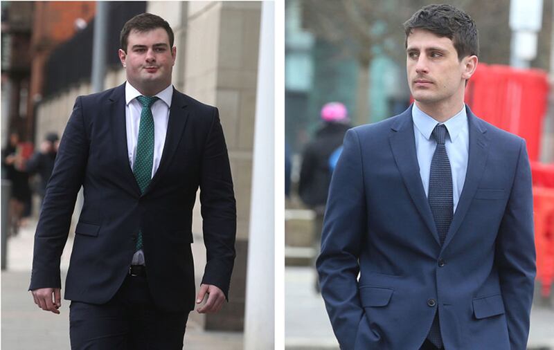&nbsp;Rory Harrison (left) and Blane McIlroy arriving at court today. Pictures by Hugh Russell