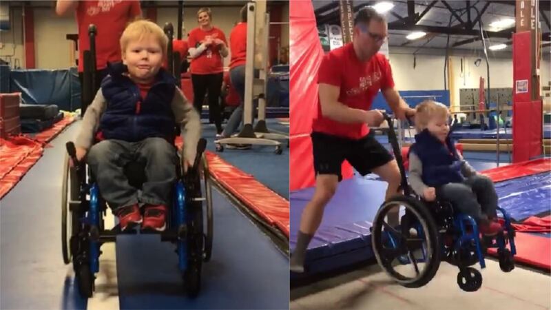 Wyatt Burggraff, who has spina bifida, just wants to bounce faster.