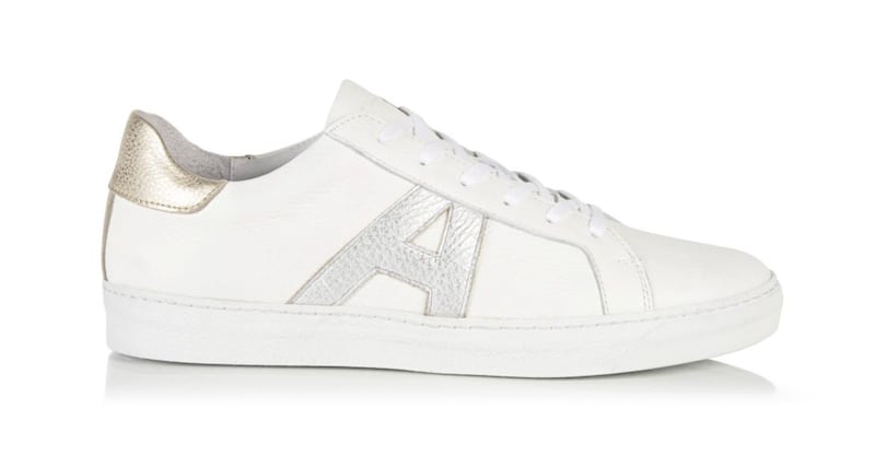 Air and Grace Cru Signature White Silver &amp; Gold Trainers, &pound;159, available from Air and Grace