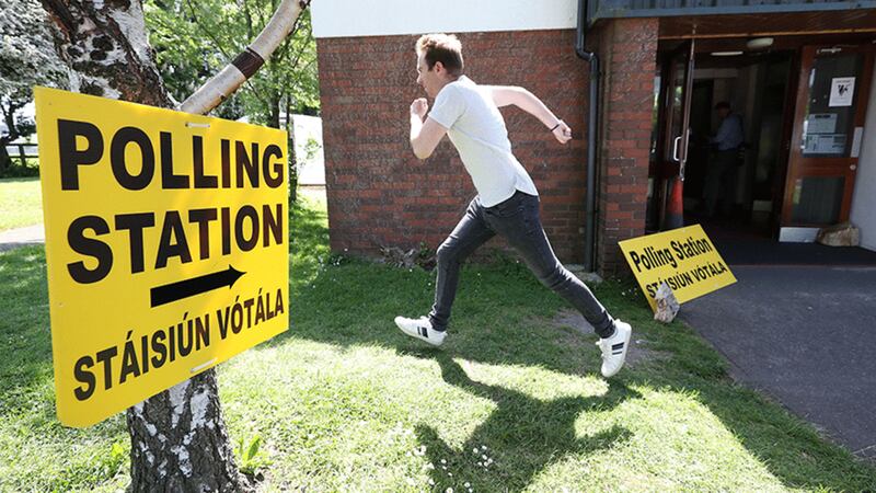 &nbsp;A voter at a Dublin polling station. Picture by Niall Carson, PA