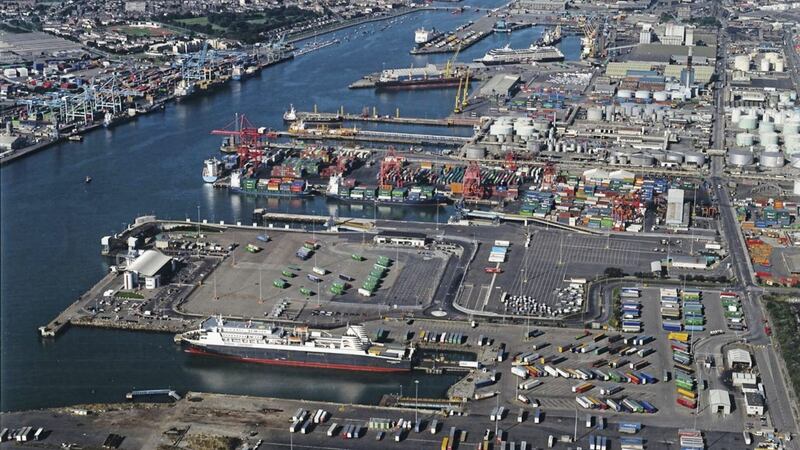 Work is ongoing at Dublin Port on creating 33 inspection bays for trucks coming off ships. 