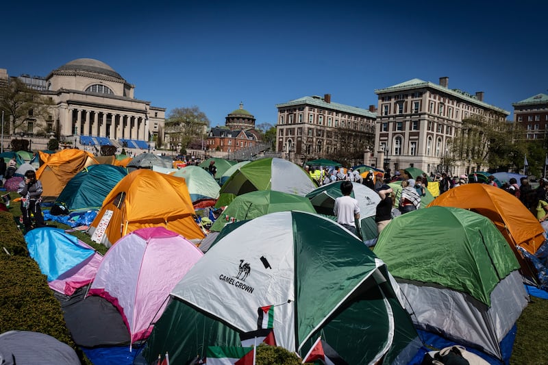 Tents were erected at a pro-Palestinian demonstration encampment at Columbia University in New York (Stefan Jeremiah/AP)