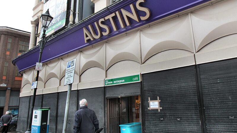 Shutters down on the Austins department store in Derry which went into liquidation on Tuesday morning. Picture by Margaret McLaughlin &nbsp;