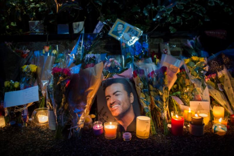 Tributes outside George Michael's house in Highgate (Ben Stevens/PA)