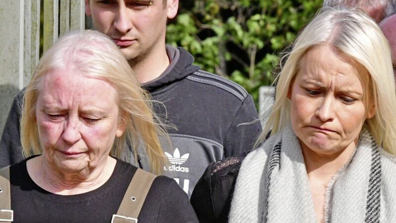 Murder victim Charlotte Murray&#39;s mother Mary and twin sister Denise. 