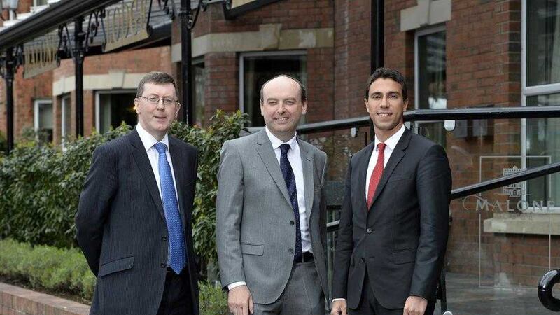 Fergal O&#39;Brien, Ibec, centre, pictured with, from left, Alan Bridle, Bank of Ireland and Rob Fontana-Reval, CBI 