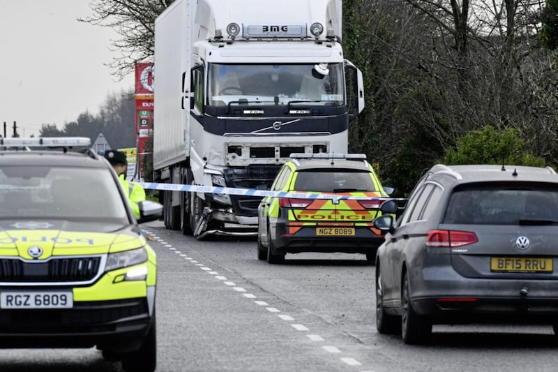 Police at the scene of a fatal car crash in Co Tyrone which claimed the lives of three men in their twenties. Picture by Alan Lewis, Photopress 