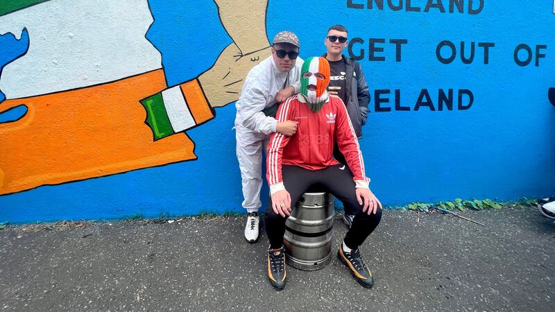 Kneecap unveil their new mural in Hawthorn Street in west Belfast. Picture Mal McCann